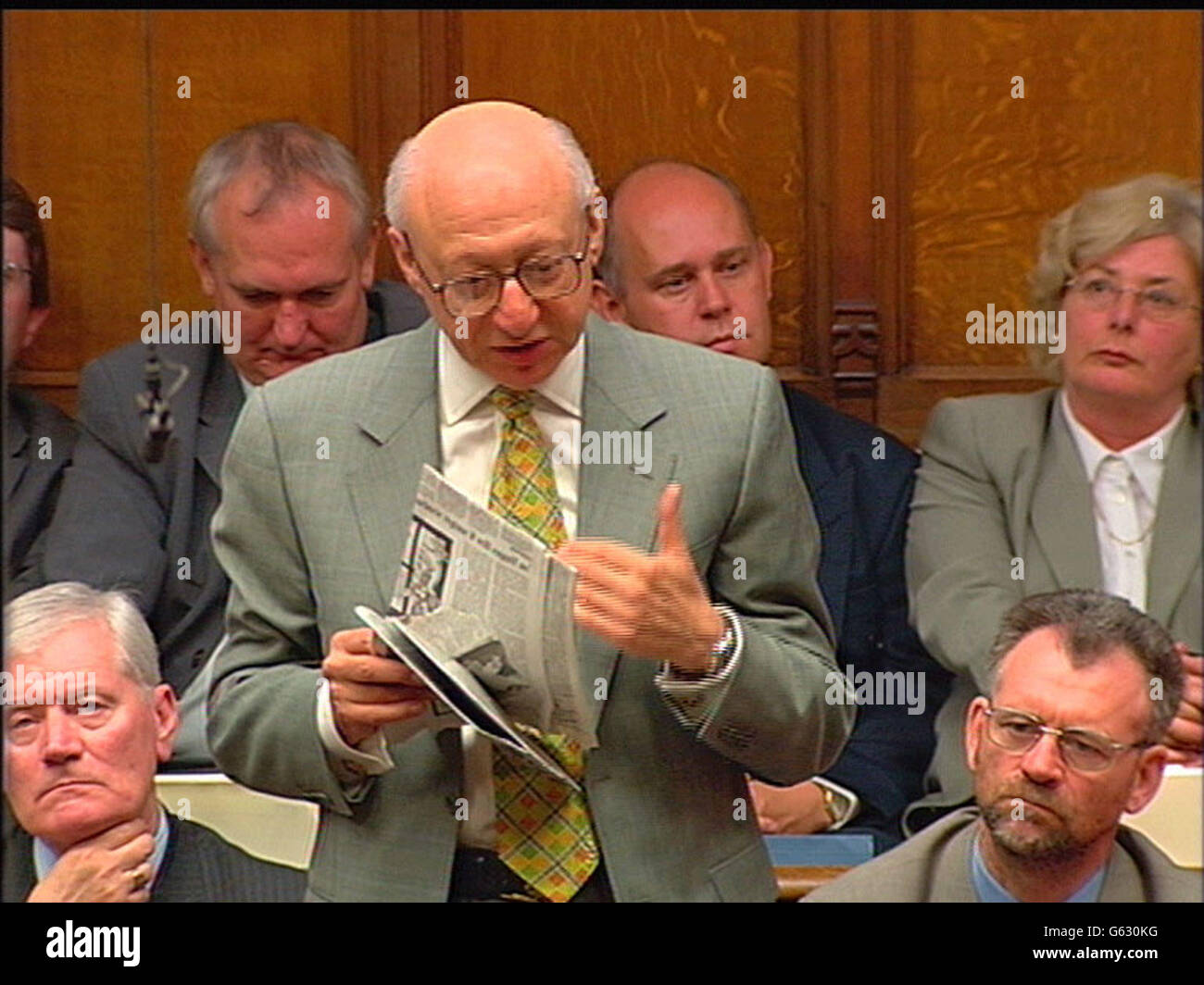 : MPs and Ministers listen as former Labour cabinet Minister Gerald Kaufman addresses the House of Commons which had been recalled from the summer recess for an all-day debate on Iraq. * Earlier, the government had published a dossier of evidence on Iraqi dictator Saddam Hussein's weapons of mass destruction programme. Stock Photo