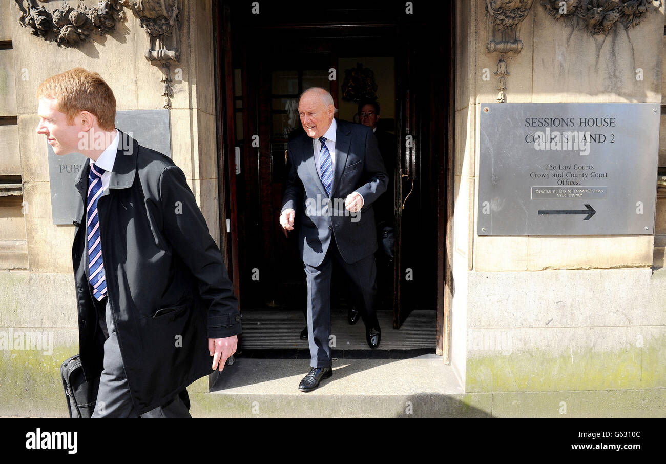 Stuart Hall court case. Former TV presenter Stuart Hall leaves The Sessions House Crown Court, Preston. Stock Photo