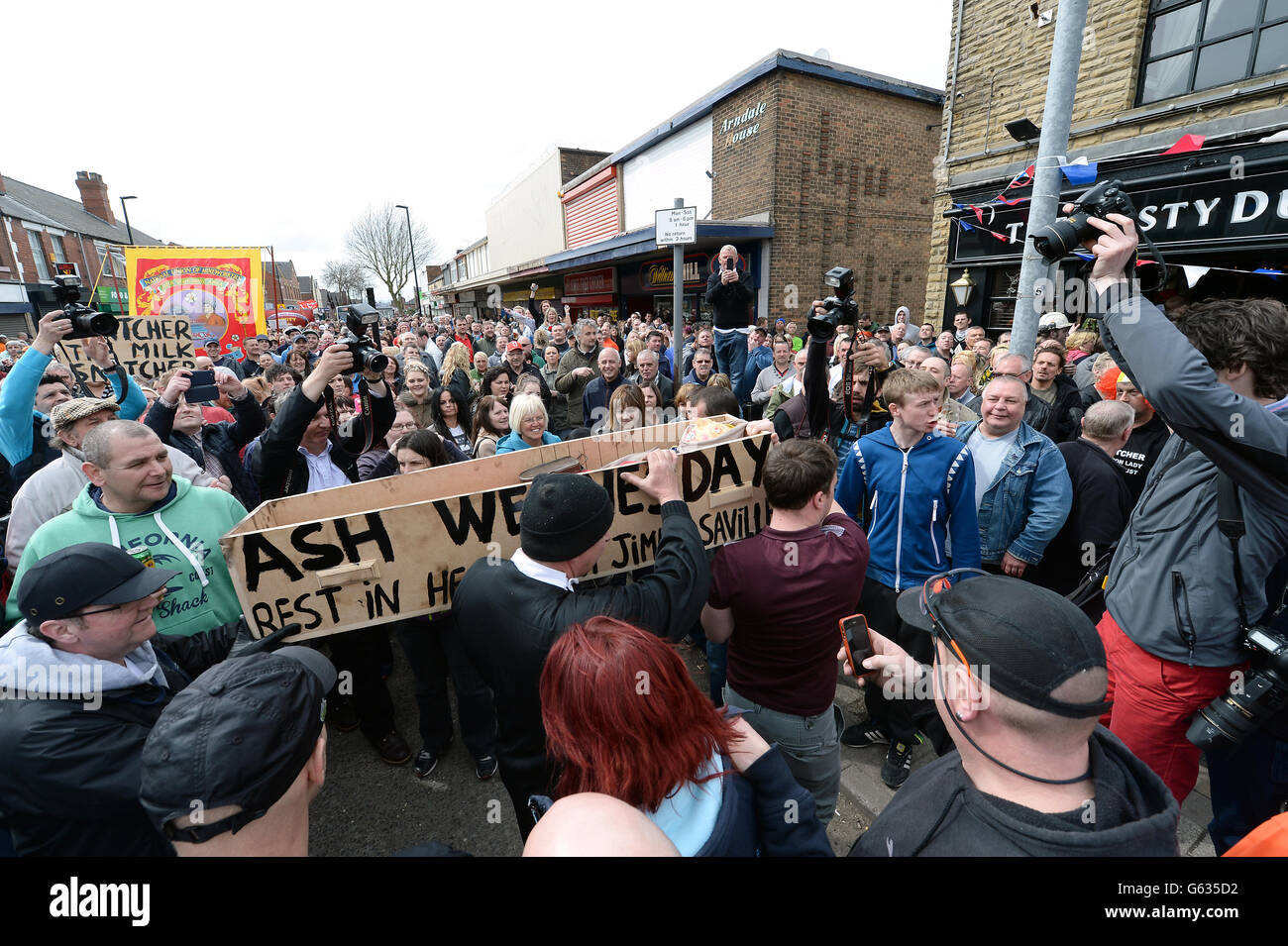 Residents from mining communities near Barnsley celebrate her death on