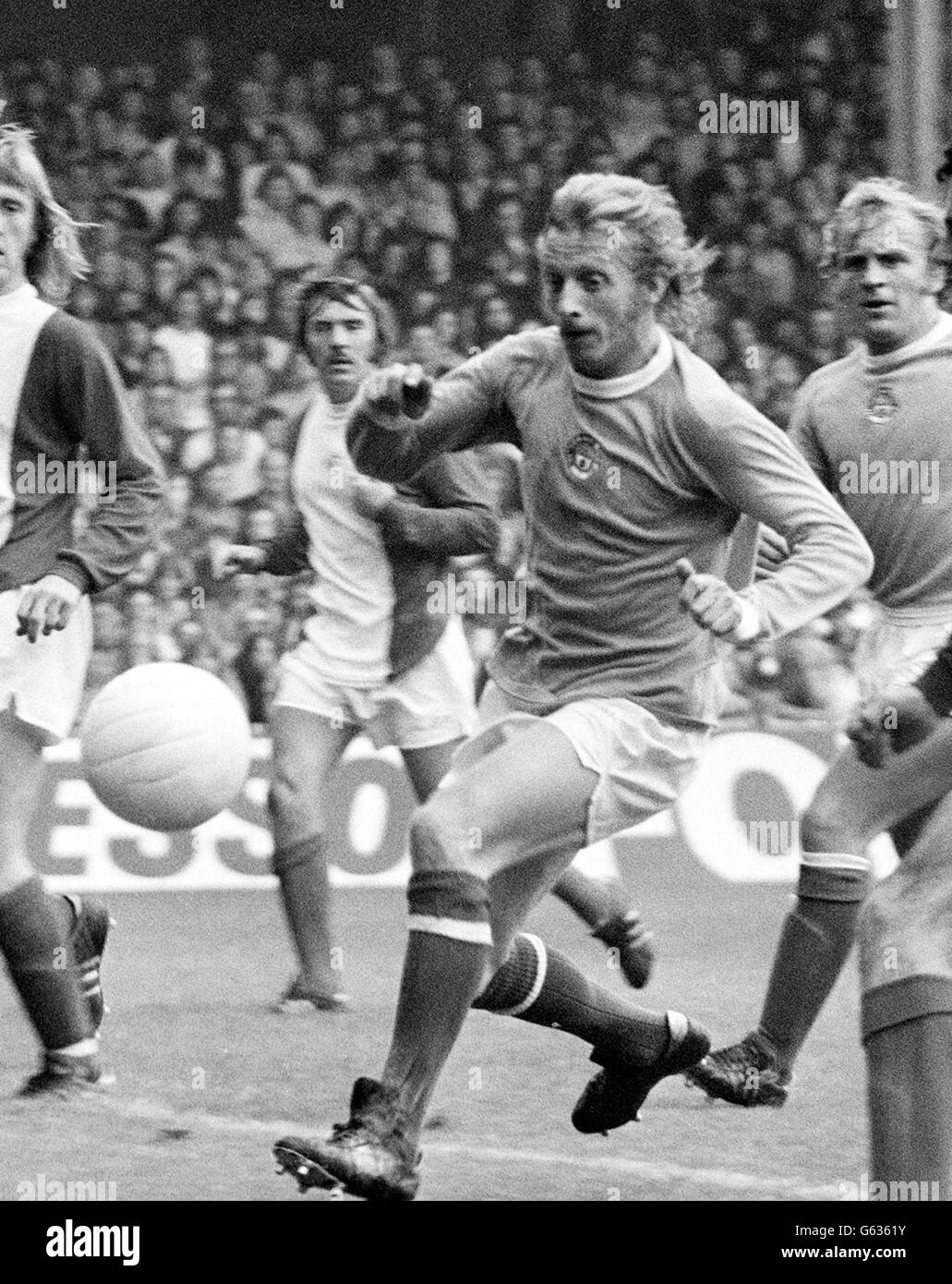 An Action Picture Of Manchester City Forward Denis Law Stock Photo Alamy