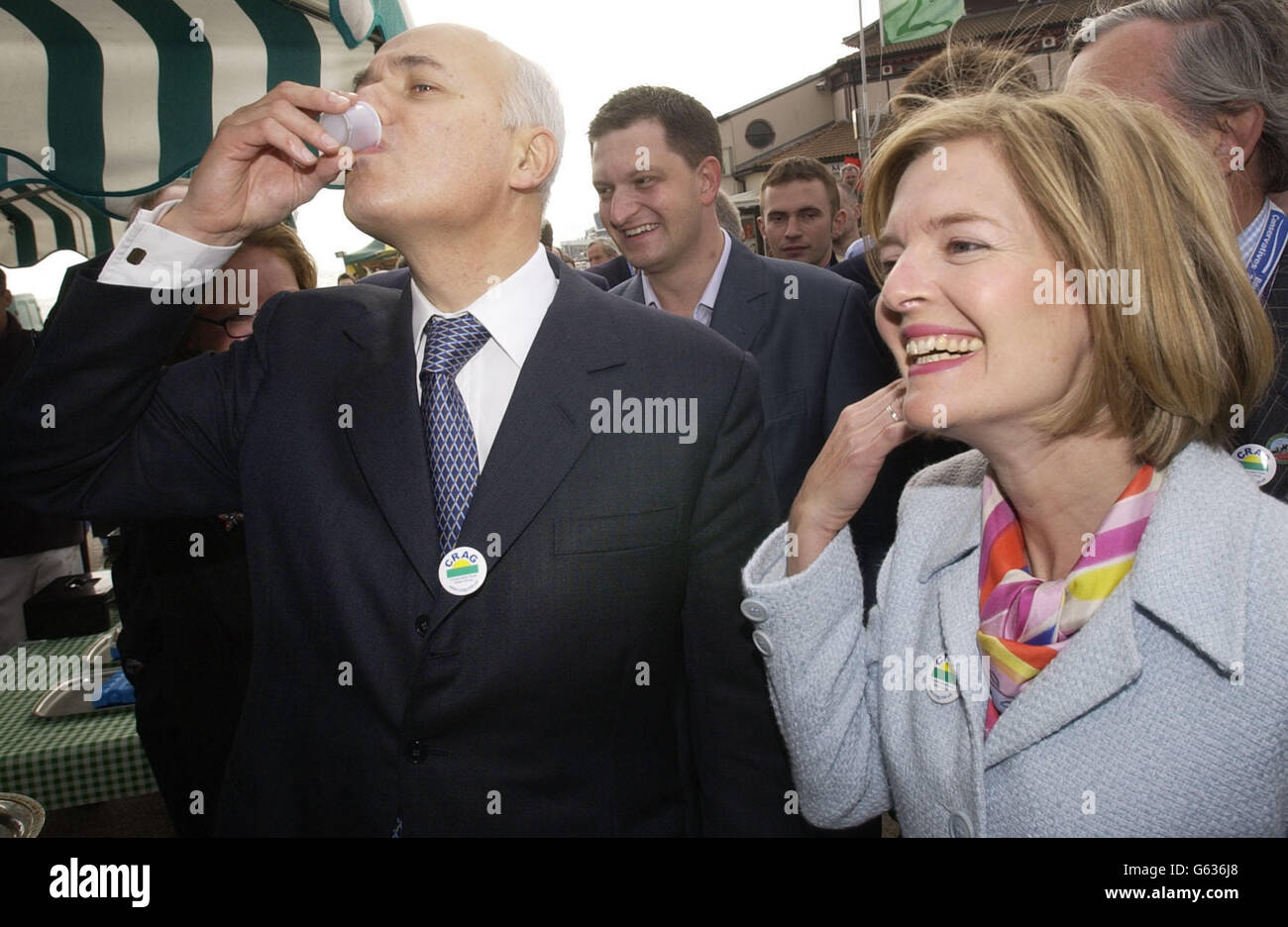Conservative Party Leader Iain Duncan Smith and his wife Betsy tour a farmers' market in Bournemouth while attending the party conference. Stock Photo