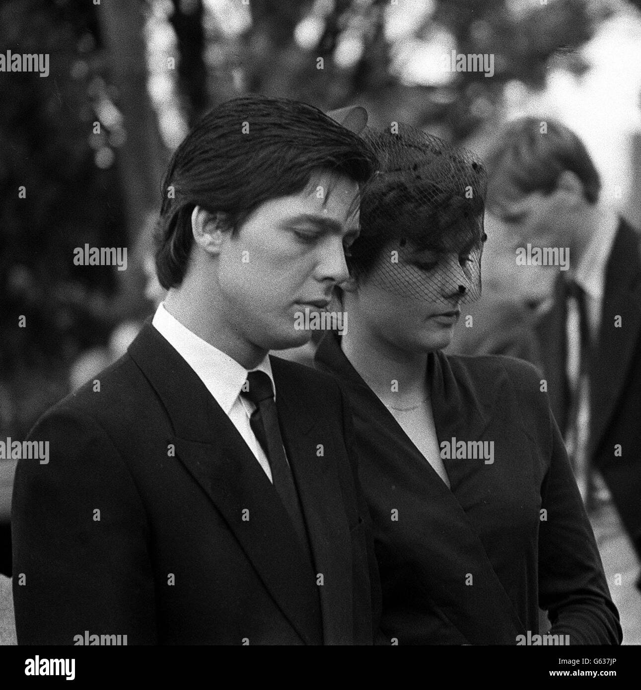 Jeremy Bamber and girlfriend Julie Mugford at the funeral of three members of his family a year before he was convicted of their murders. Stock Photo