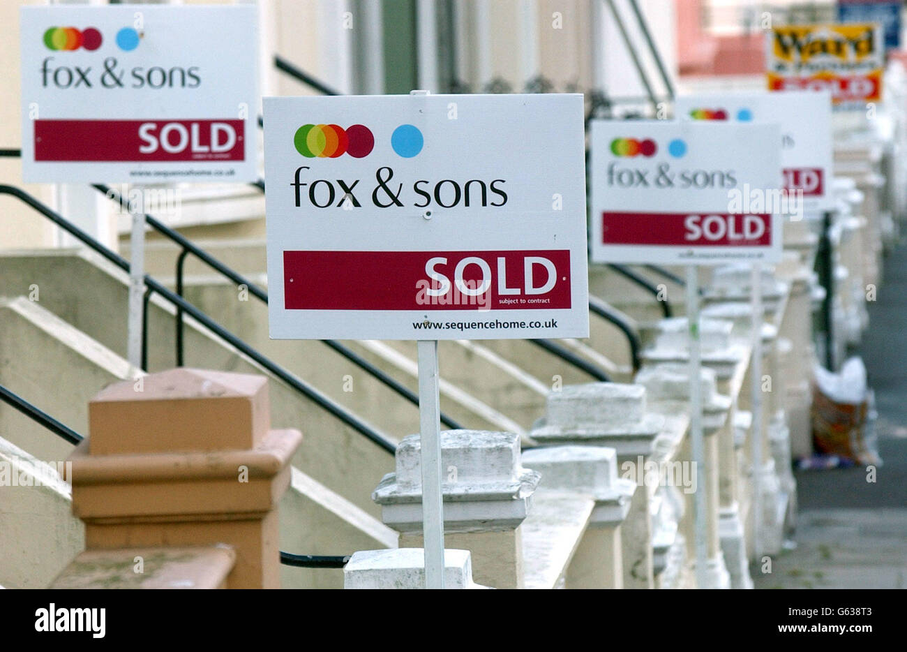 Property sale signs in Hastings, East Sussex. The rate of house price growth is accelerating against after the booming market eased slightly during the summer, figures showed. * The Royal Institution of Chartered Surveyors said house price inflation was currently running at close to two-and-a-half times the long-term average, reflecting the on-going buoyancy of the market. 19/10/02 The booming housing market has meant the number of properties sold for more than 1 million has shot up over the past few years, figures showed. Since the beginning of 1995, 9,139 properties have been sold for over Stock Photo