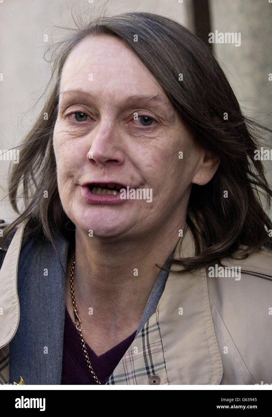 Patricia Hastings, the mother of Barry Lee Hastings, leaves the Old Bailey after seeing her son receiving a five year sentence for manslaughter of Roger Williams who burgled his home in Tottenham, north London, in January 2002. *...Mr Hastings stabbed Williams, a career burgaler, 12 times during a violent struggle after the intruder was disturbed. But Old Bailey Judge Brian Barker told Hastings that he had gone too far and his actions were not justified. Stock Photo