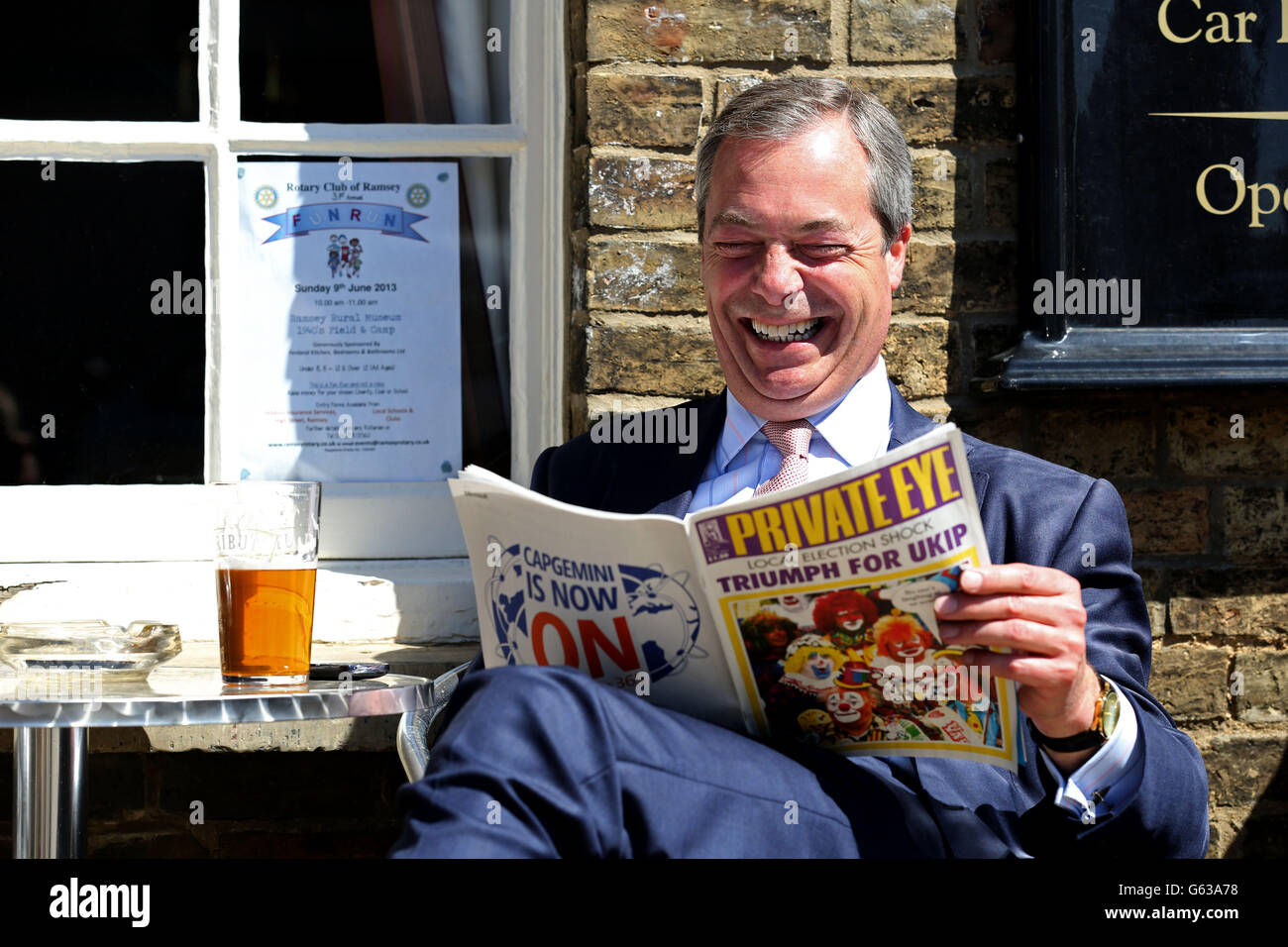 Nigel Farage on the local election campaign trail Stock Photo
