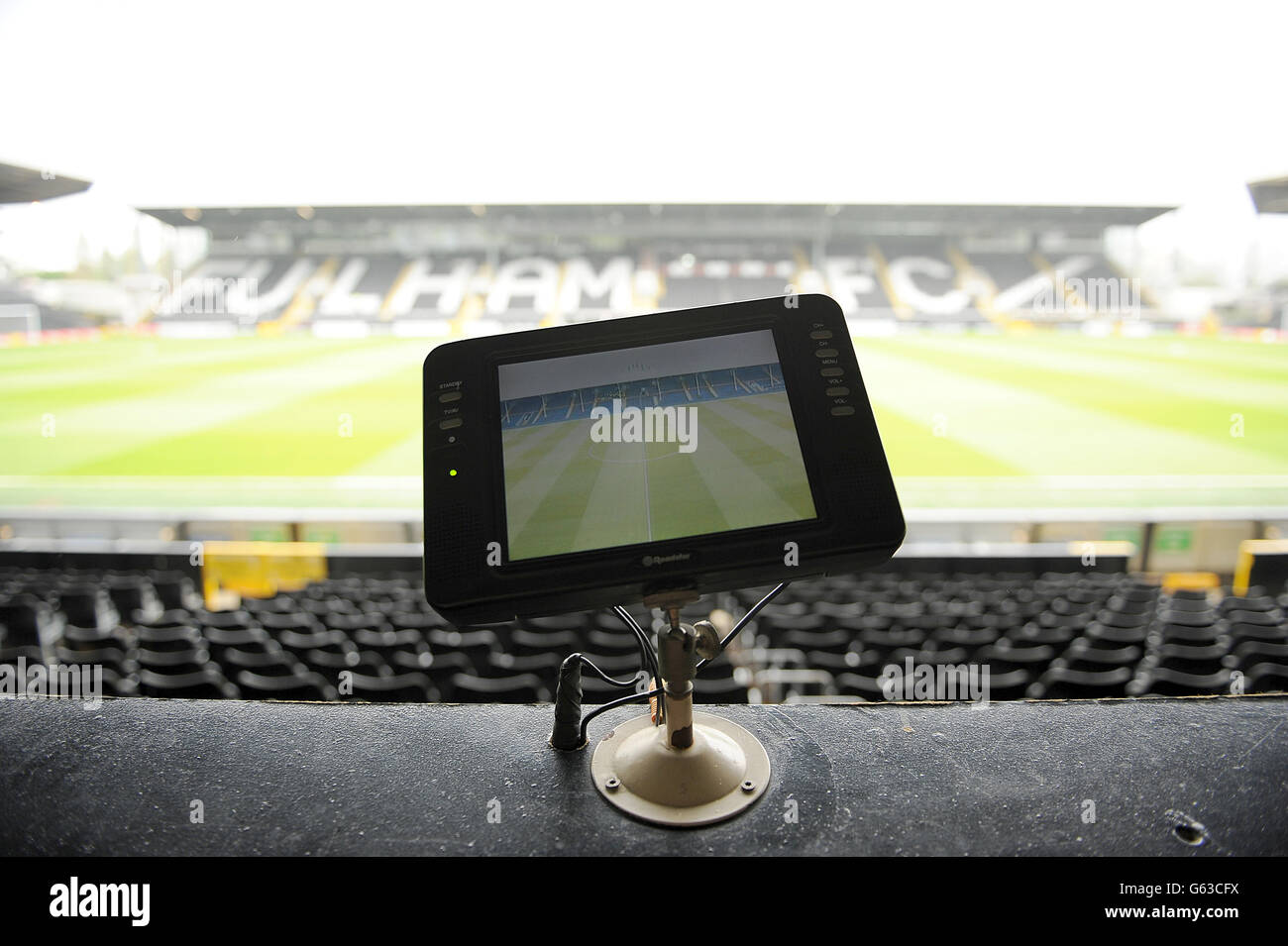 Soccer - Barclays Premier League - Fulham v Reading - Craven Cottage. A general view of technological facilities at Craven Cottage Stock Photo