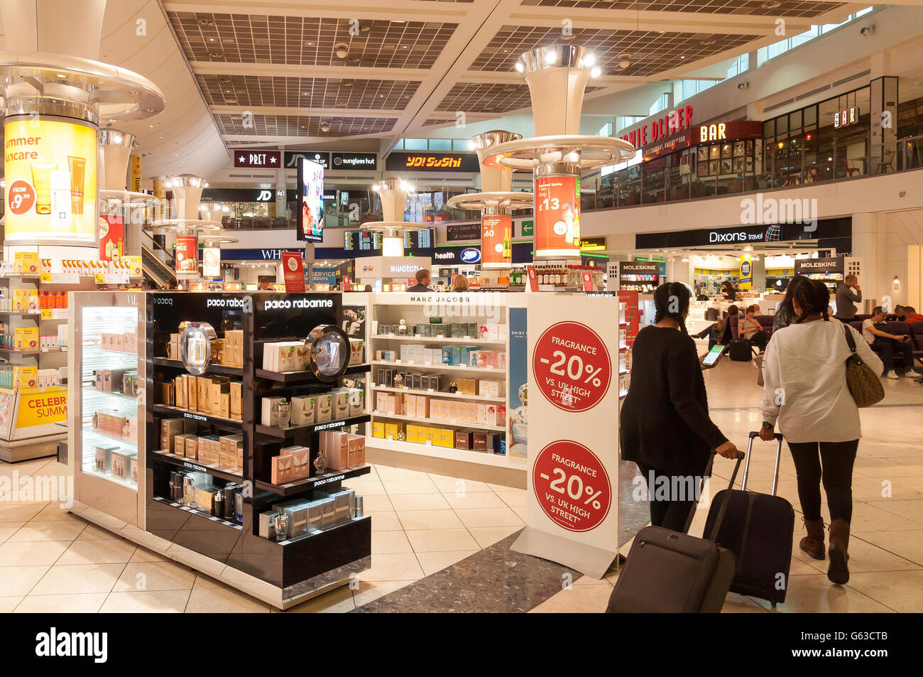 Duty Free shop in Departure Lounge at North Terminal, London Gatwick Airport, Crawley, West Sussex, England, United Kingdom Stock Photo