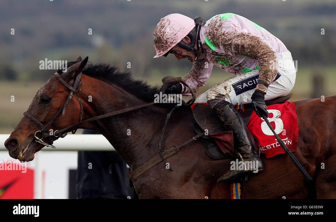 Marito ridden by Ruby Walsh during The Stephens Green Hibernian Club Hurdle during Ladbrokes.com World Series Hurdle Day at the 2013 Festival at Punchestown Racecourse, Co Kildare, Ireland. Stock Photo