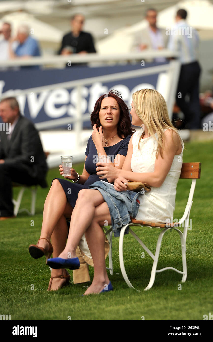 Horse Racing - Investec Spring Meeting - Epsom Downs Racecourse. Racegoers enjoy the action at Epsom Downs Racecourse Stock Photo