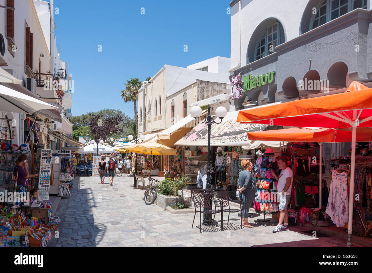 Tourist shops in Old Town, Kos Town, Kos (Cos), The Dodecanese, South Aegean Region, Greece Stock Photo