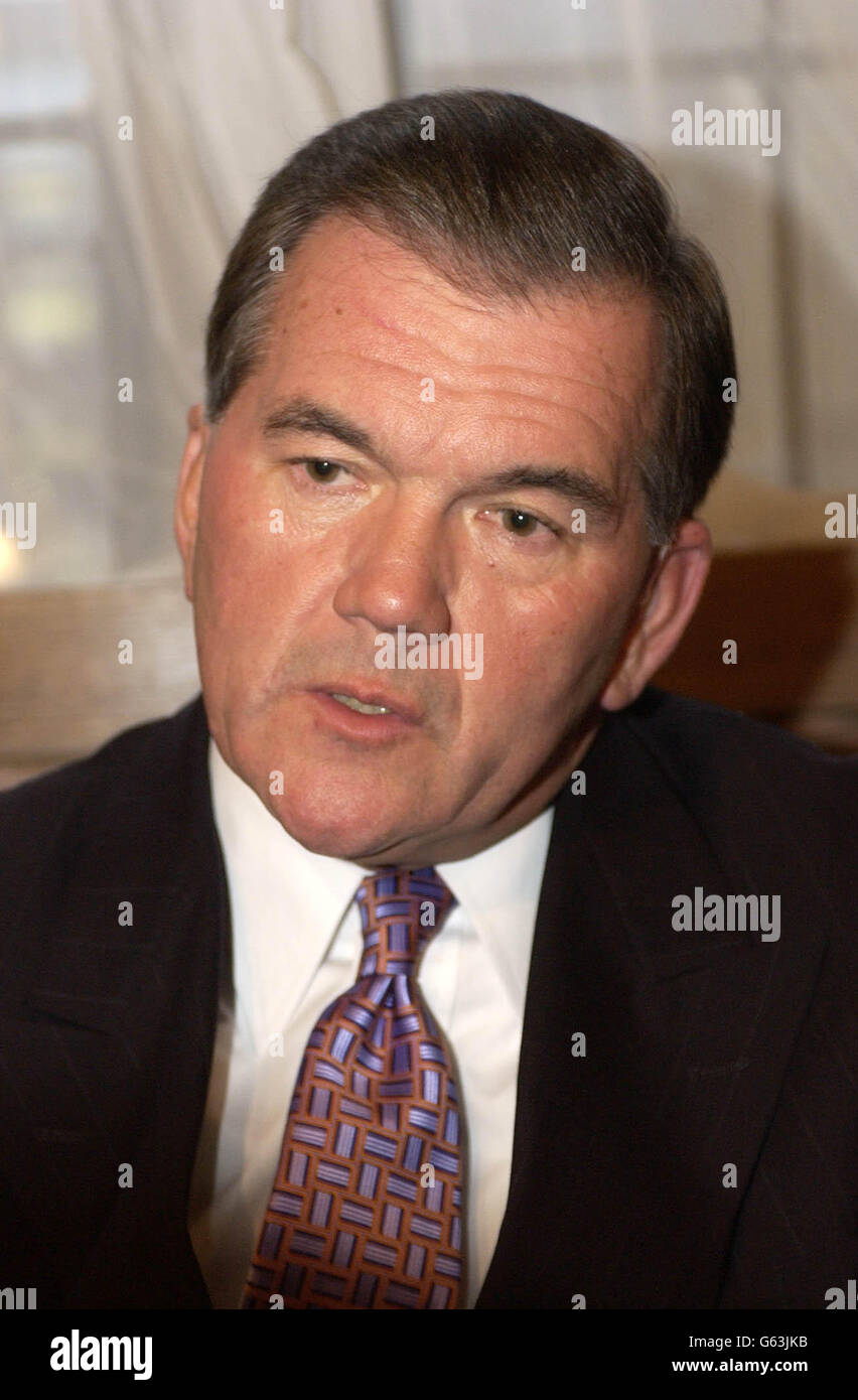 The new Assistant for Homeland Security Advisor for the United States, Governor Tom Ridge, in the House of Commons, London. Tom Ridge was shedding light on the US's internal security strategy. Stock Photo