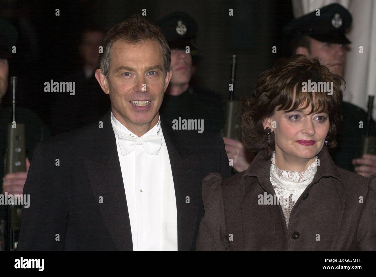 Politics head shoulders smiling tuxedo nov2002 cherie blair tony blair