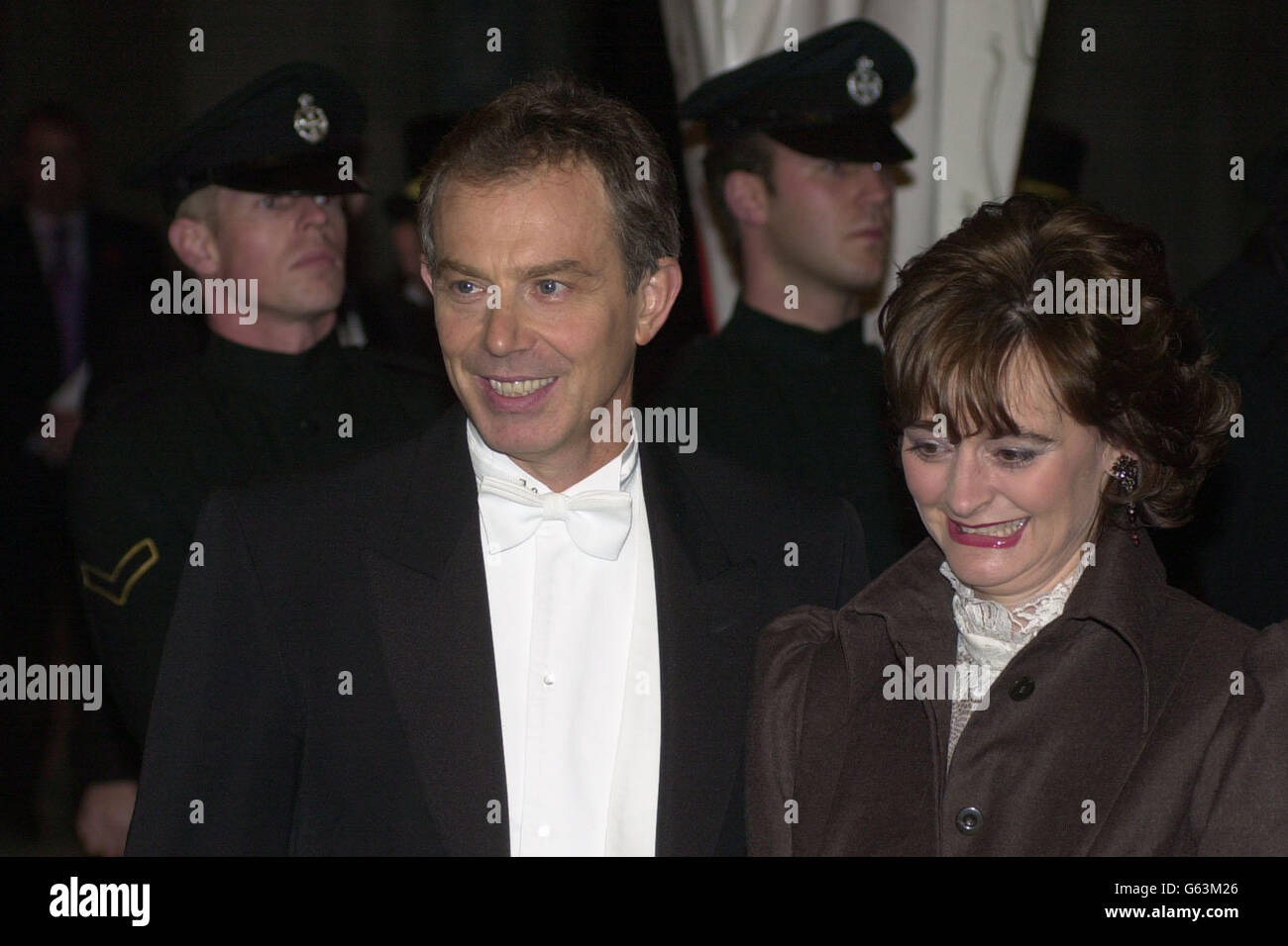 Politics with wife smiling cherie blair tony blair hi-res stock