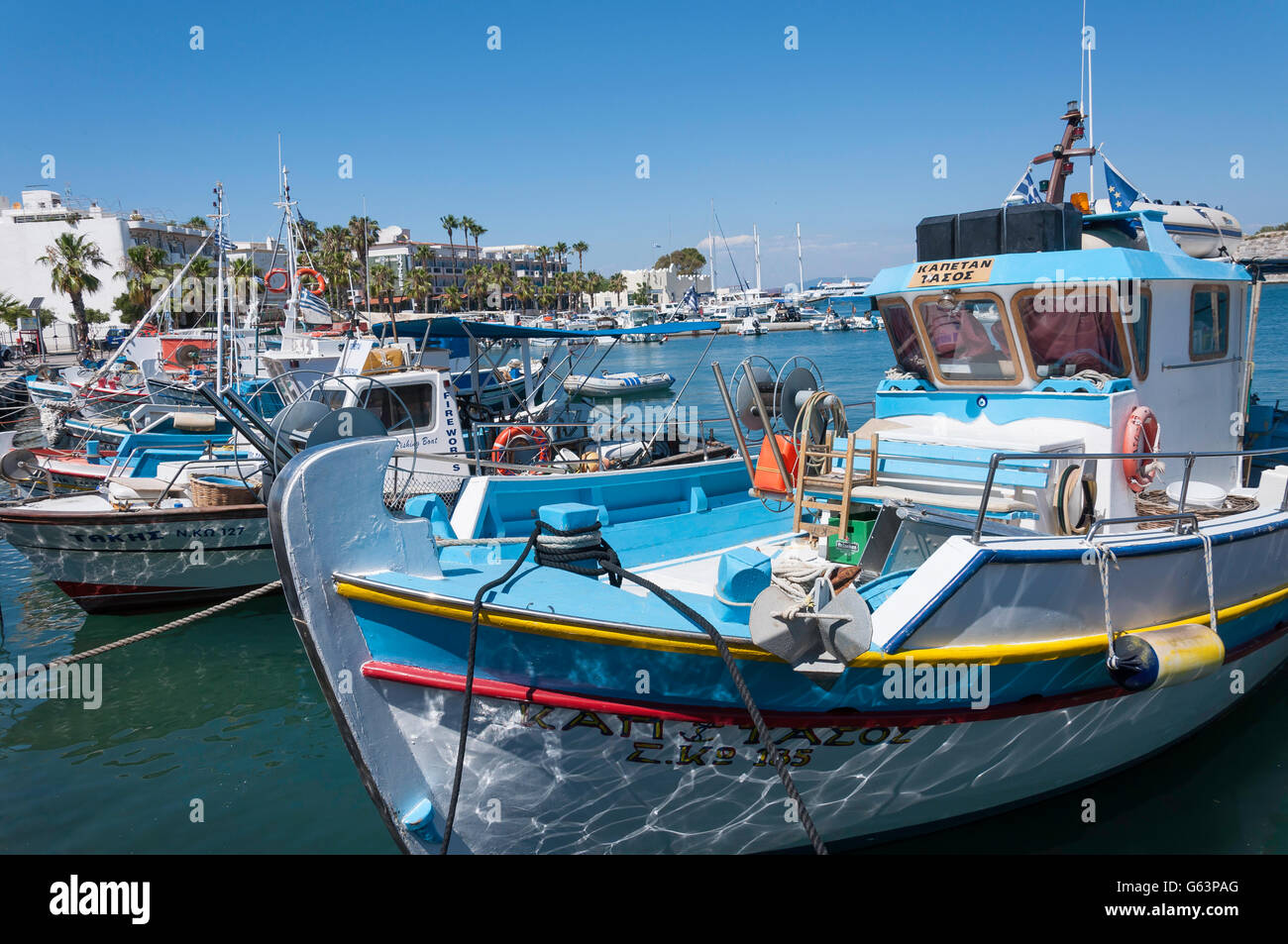 Traditional fishing boats in harbour, Kos Town, Kos (Cos), The