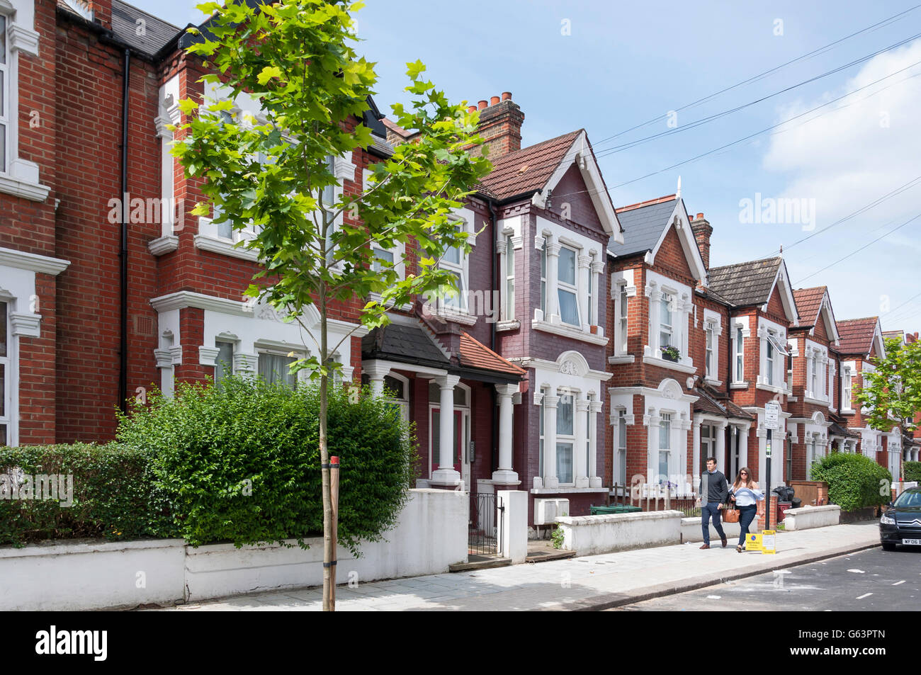 Terraced houses on Stapleton Road, Tooting Bec, London Borough of