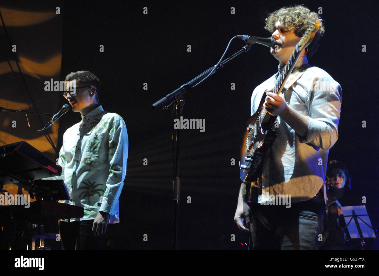Alt-J performing live at the Brixton Academy in London. Stock Photo