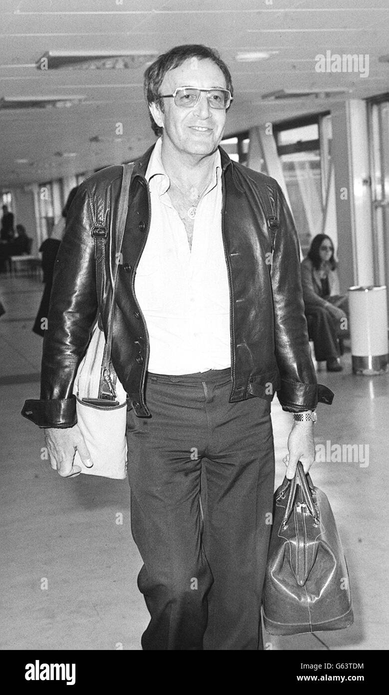 Peter Sellers at Heathrow on arrival from Los Angeles. Stock Photo