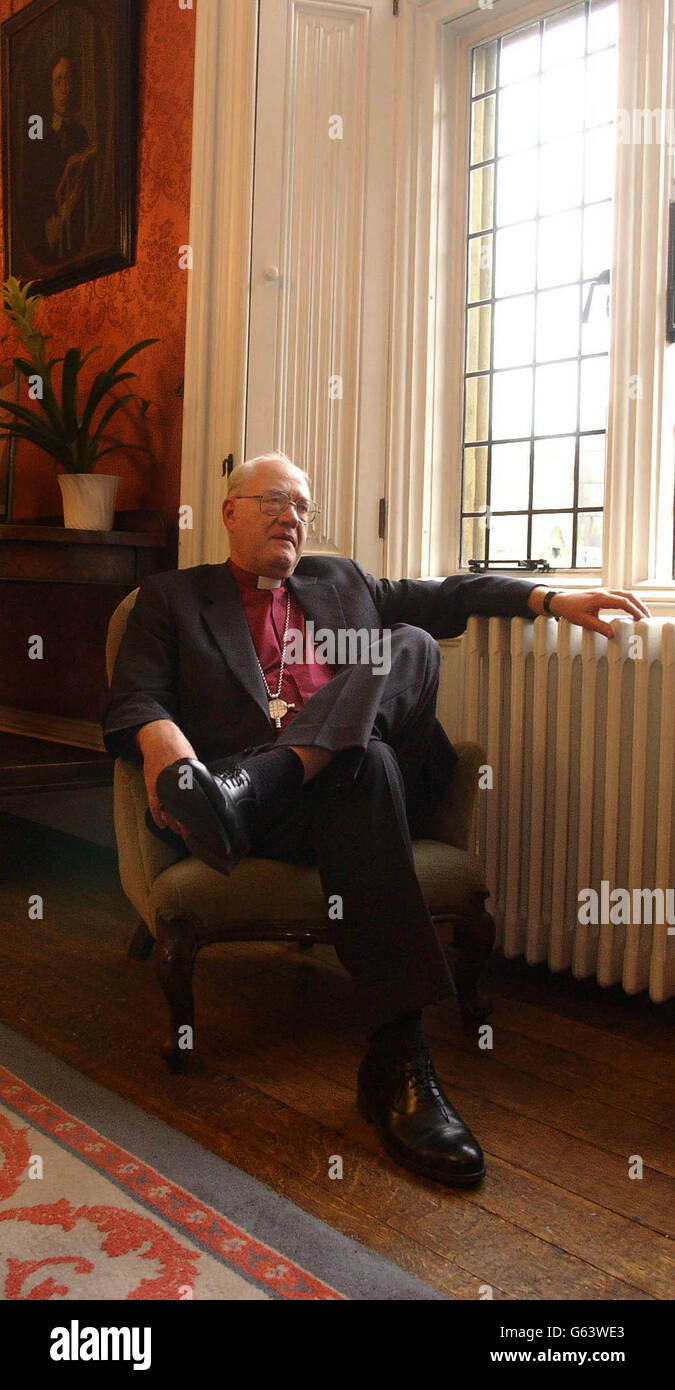 Dr George Carey, the Archbishop of Canterbury, talks about his time as the Archbishop just two days before retiring at Lambeth Palace, his London residence. * The outgoing Archbishop said the ordination of women priests ranked among his greatest achievements as he prepared to leave office after more than 11 years. Stock Photo
