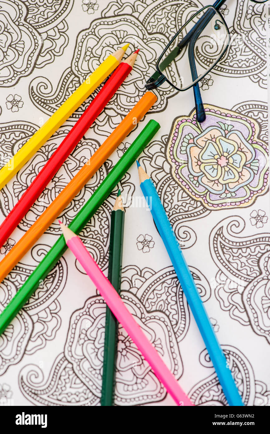Color Relax Coloring Book & Colored Pencils