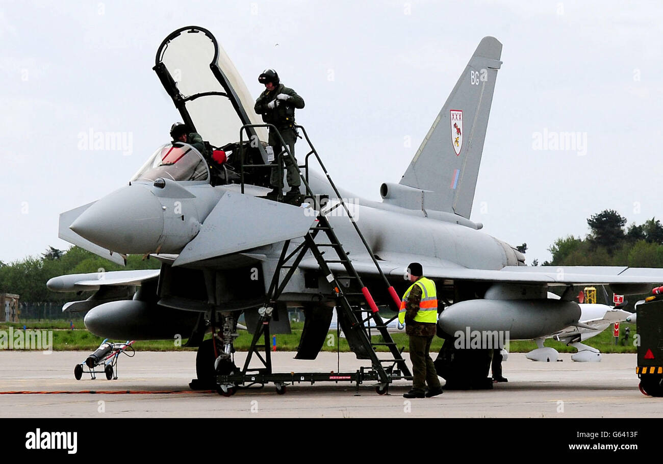Typhoon Eurofighter. A Typhoon Eurofighter at RAF Coningsby. Stock Photo