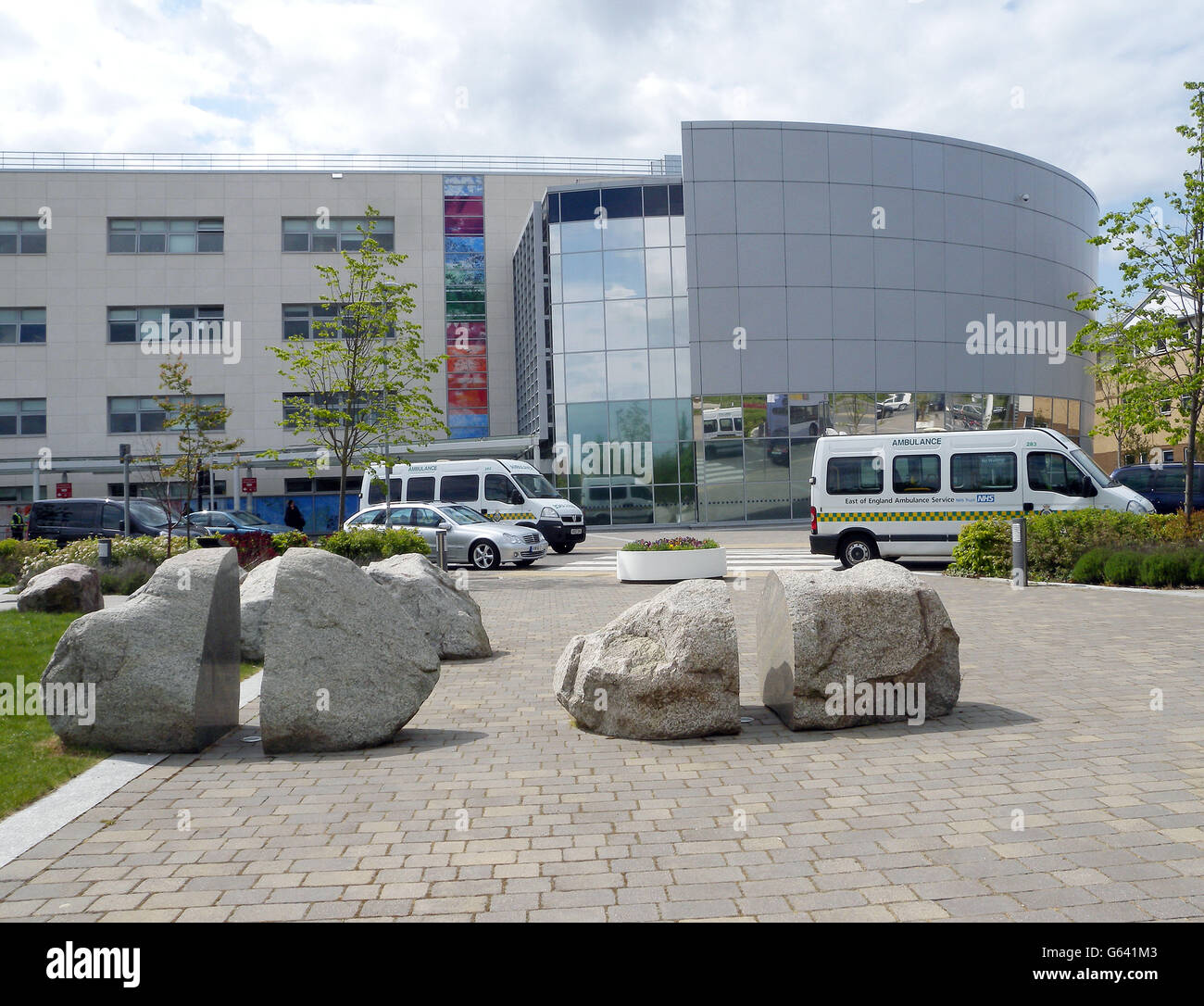 General view of the main entrance to Broomfield Hospital, in Broomfield