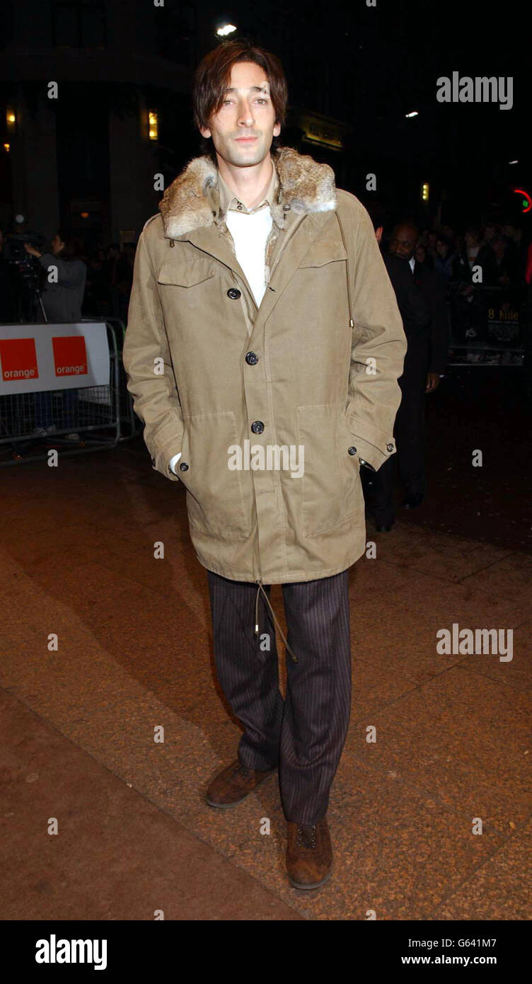 Actor Adrien Brody arriving for the premiere of 8 Mile as part of the London Film Festival at the Odeon West End cinema in Leicester Square London Stock Photo Alamy