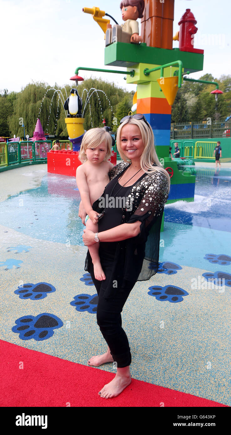 Jennifer Ellison with son Bobby at the official opening of Duplo Valley Splash and Play attraction at LEGOLAND Windsor Resort in Berkshire. Stock Photo