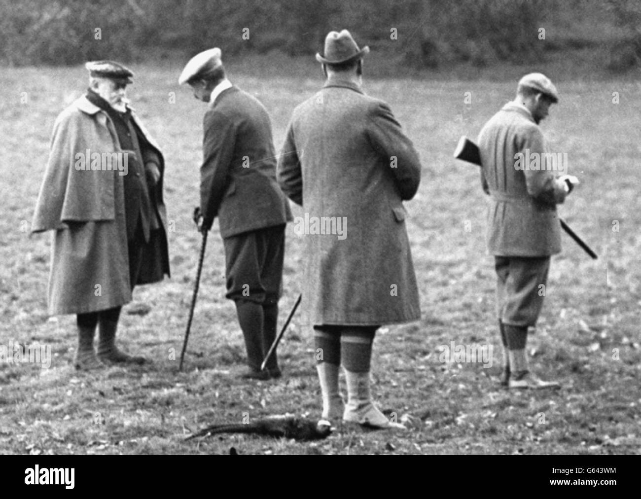 King Edward VII. King Edward VII (left) out shooting at Hall Barn. Stock Photo