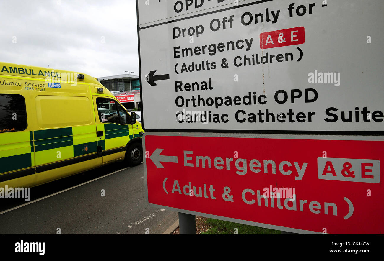General view of A&E at the Royal Derby hospital, Derby Stock Photo Alamy