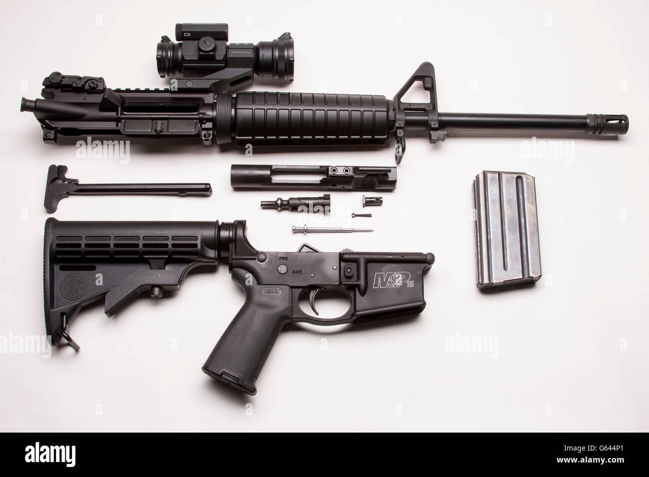 Smith & Wesson AR 15 Field Stripped Stock Photo