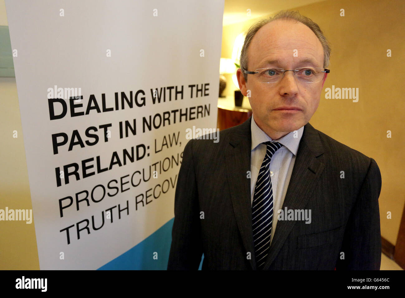 Barra McGrory QC, Director of Public Prosecutions (DPP) speaking at a transitional justice conference in Belfast. Stock Photo