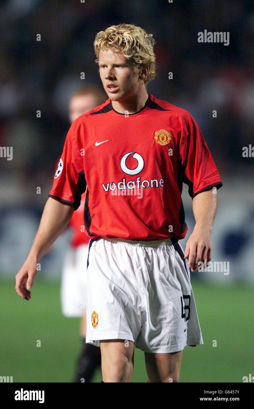 Mads Timm - in action for Man Utd against Maccabi Haifa in the Champions League. 19/08/2004 He will appear in court Thursday August 18, 2004 charged with dangerous driving. Stock Photo