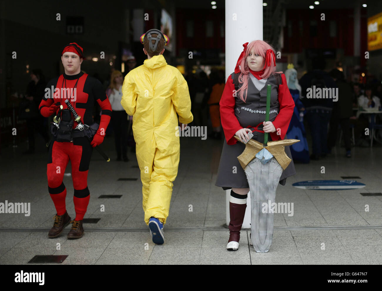 People in costume attending the MCM London Comic Con, held at Excel ...