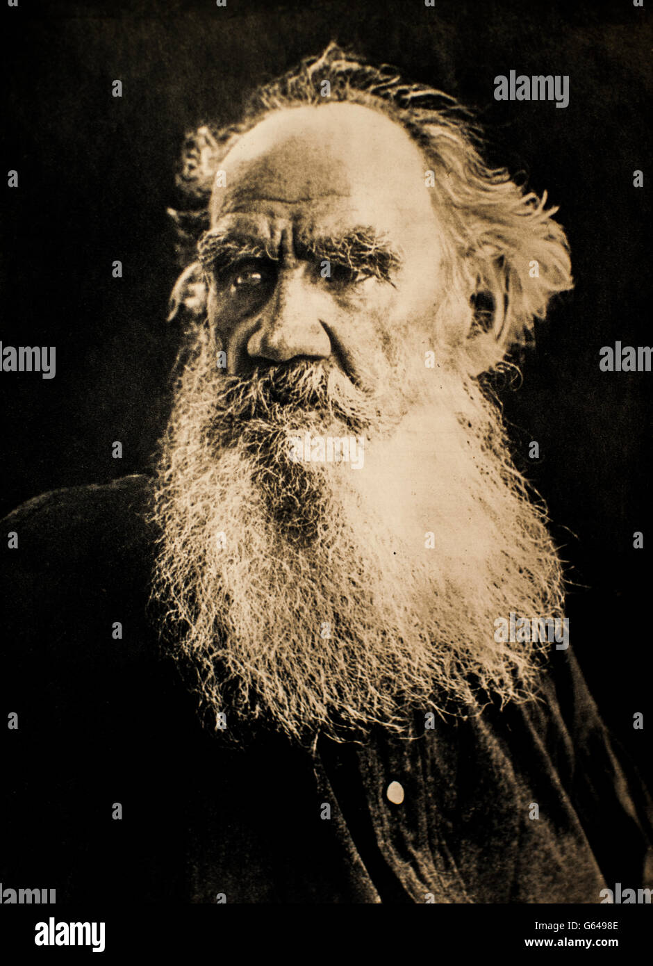Count Lev Nikolayevich Tolstoy usually referred to in English as Leo Tolstoy, was a Russian writer who is regarded as one of the greatest authors of all time Stock Photo