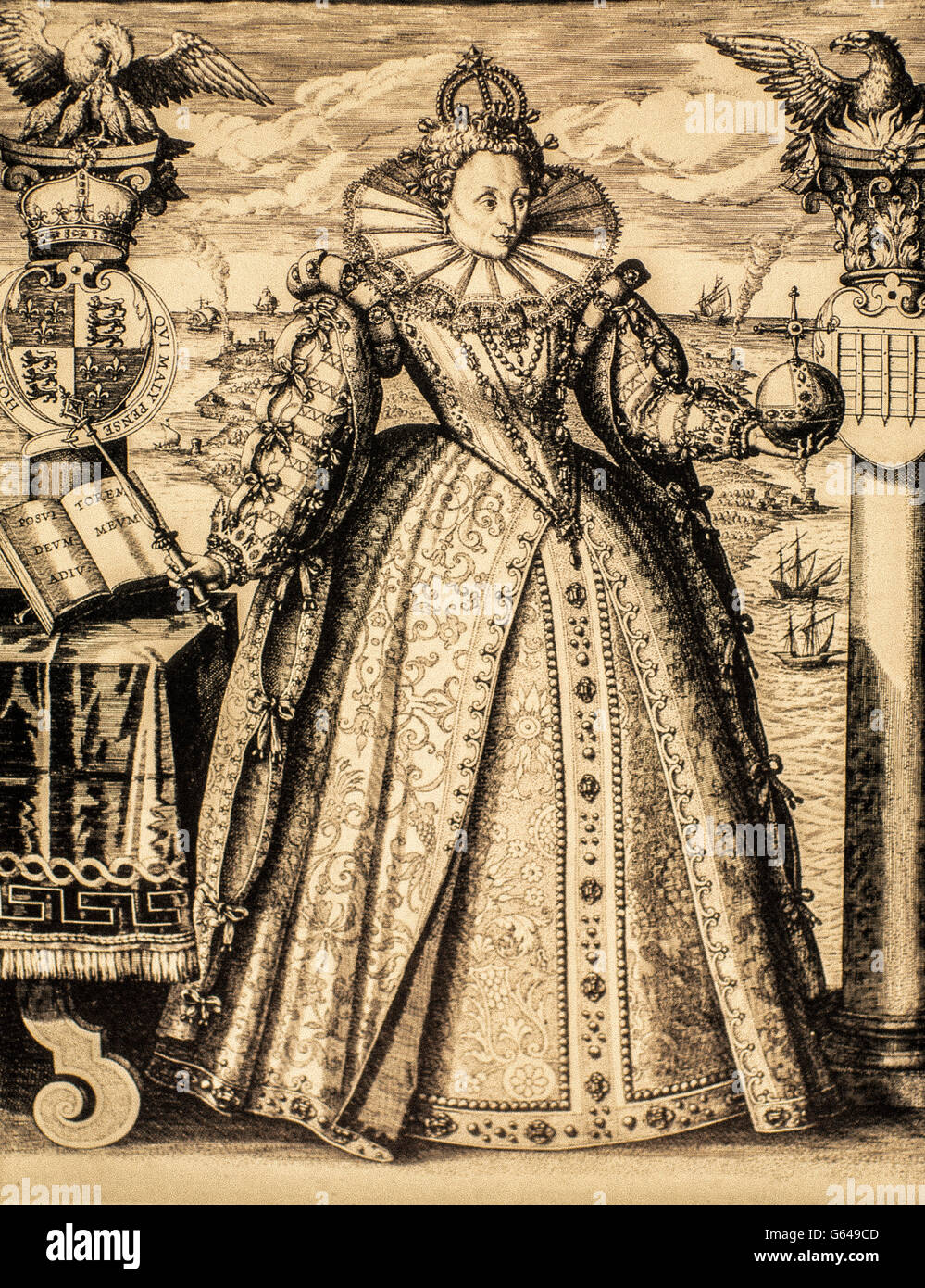 Elizabeth I Tudor was Queen of England and Ireland from 17 November 1558 until his death Stock Photo