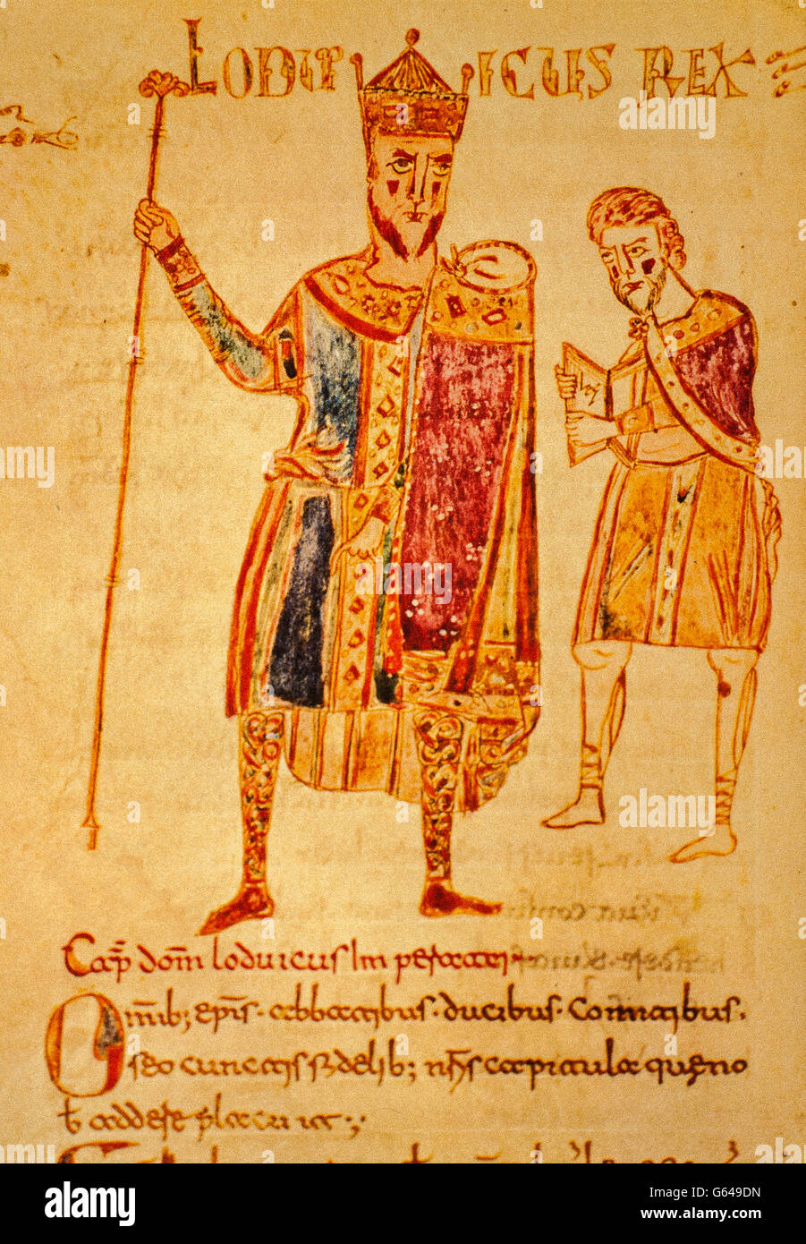 Louis I the Pious (fr. Louis II the Pieux or Débonnaire) King of the Franks and Emperor. - Son Charlemagne and Hildegard, King of Aquitaine (781), became emperor in 814 Stock Photo