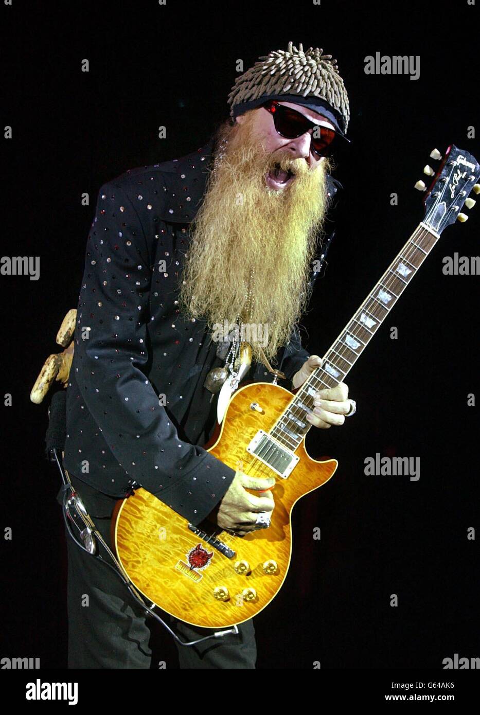 Billy Gibbons of American rock band, ZZ Top, in concert at the Carling Apollo, Hammersmith. Stock Photo