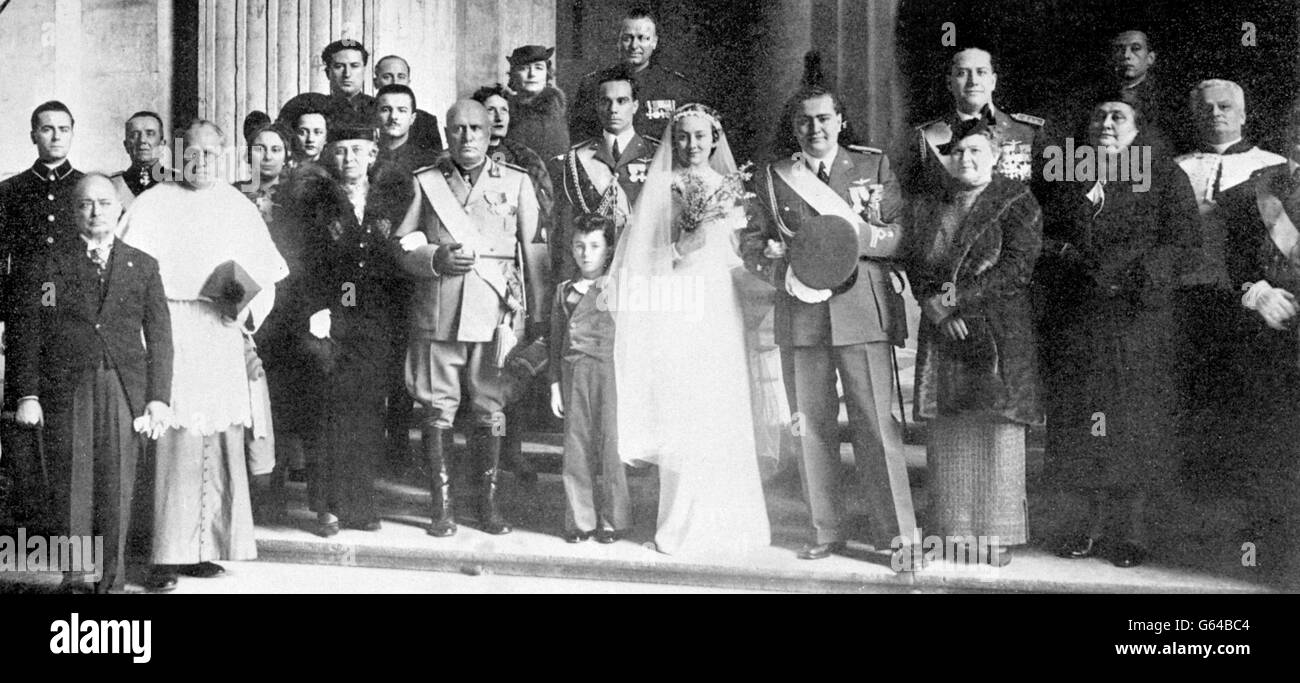 Politics - Benito Mussolini's son's wedding - Vittorio Mussolini weds Orsola Buvoli - Italy - 1937 Stock Photo