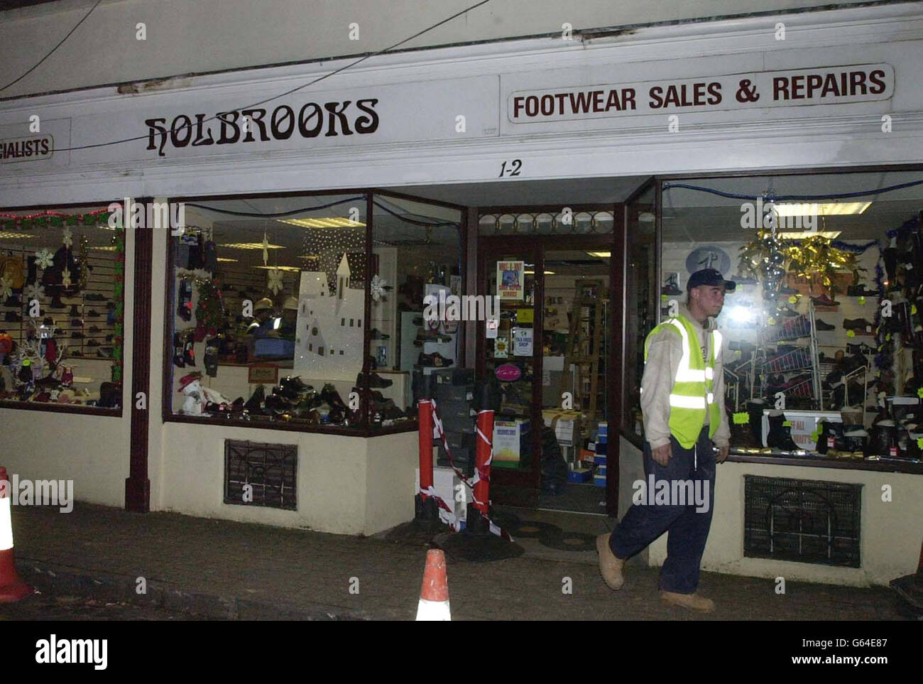 Holbrooks shoe shop at Clifton, Bristol, after part of the rear of the  building collapsed into a pit excavated by building contractors. The Health  and Safety Executive have launched an investigation, although