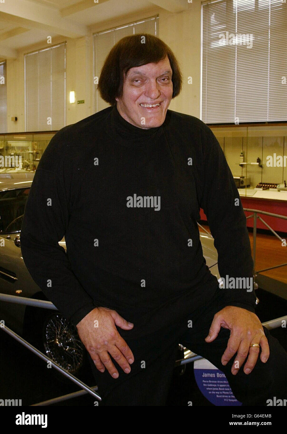 Richard Kiel, who played 'Jaws' in James Bond movies, at the Science Museum, London. The exhibition is a retrospective of Bond memorabilia, coinciding with the launch of the new movie. Stock Photo