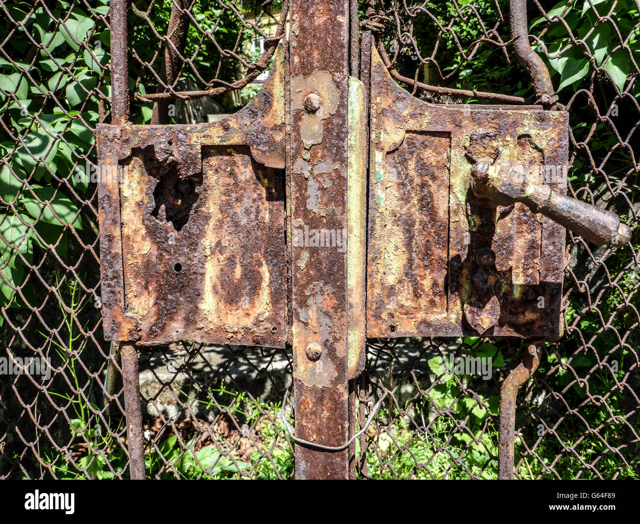 rusted door lock to a garden, Wien, Vienna, Austria, Wien, 19. Stock Photo
