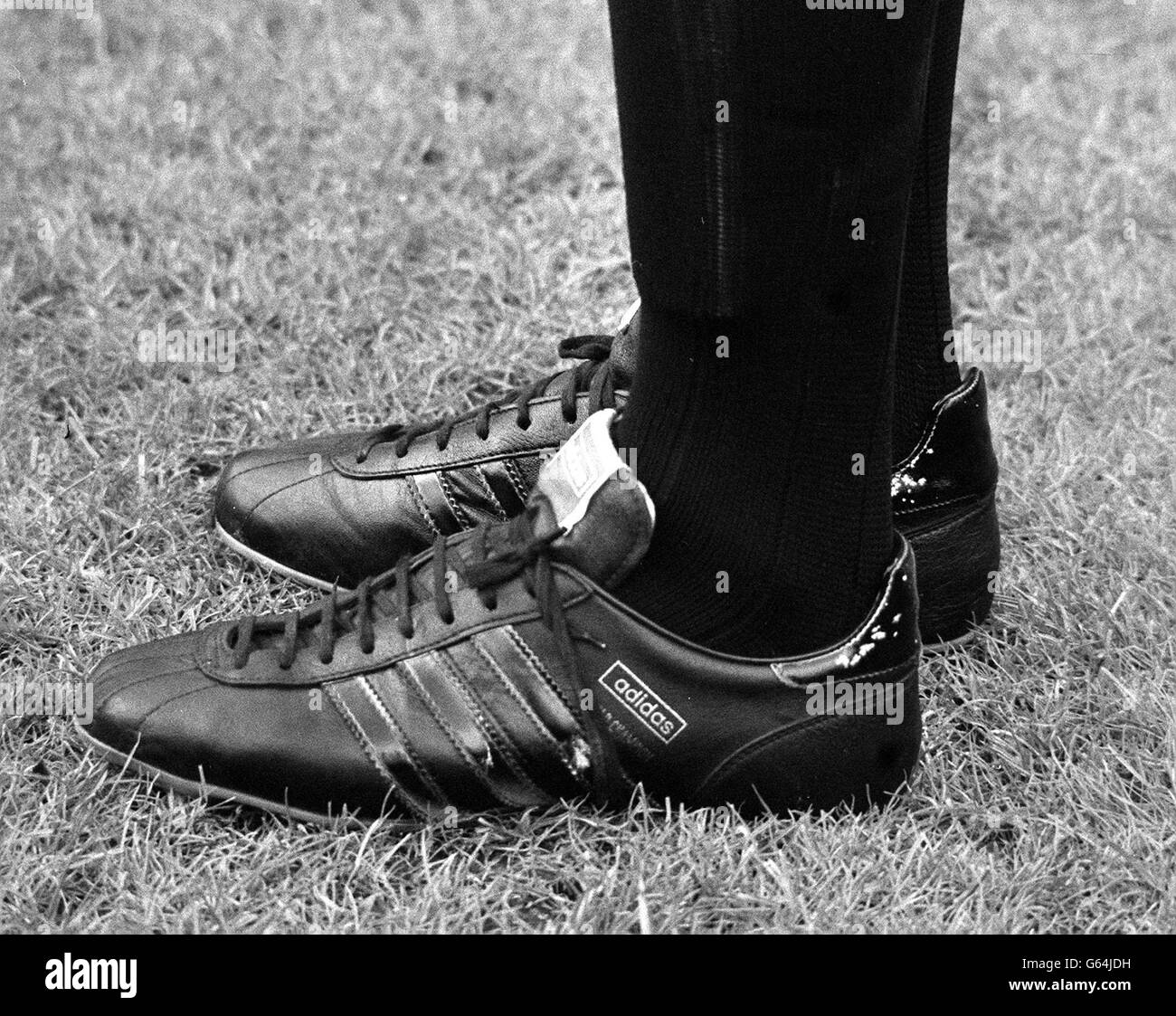 Adidas football boots Black and White Stock Photos & Images - Alamy