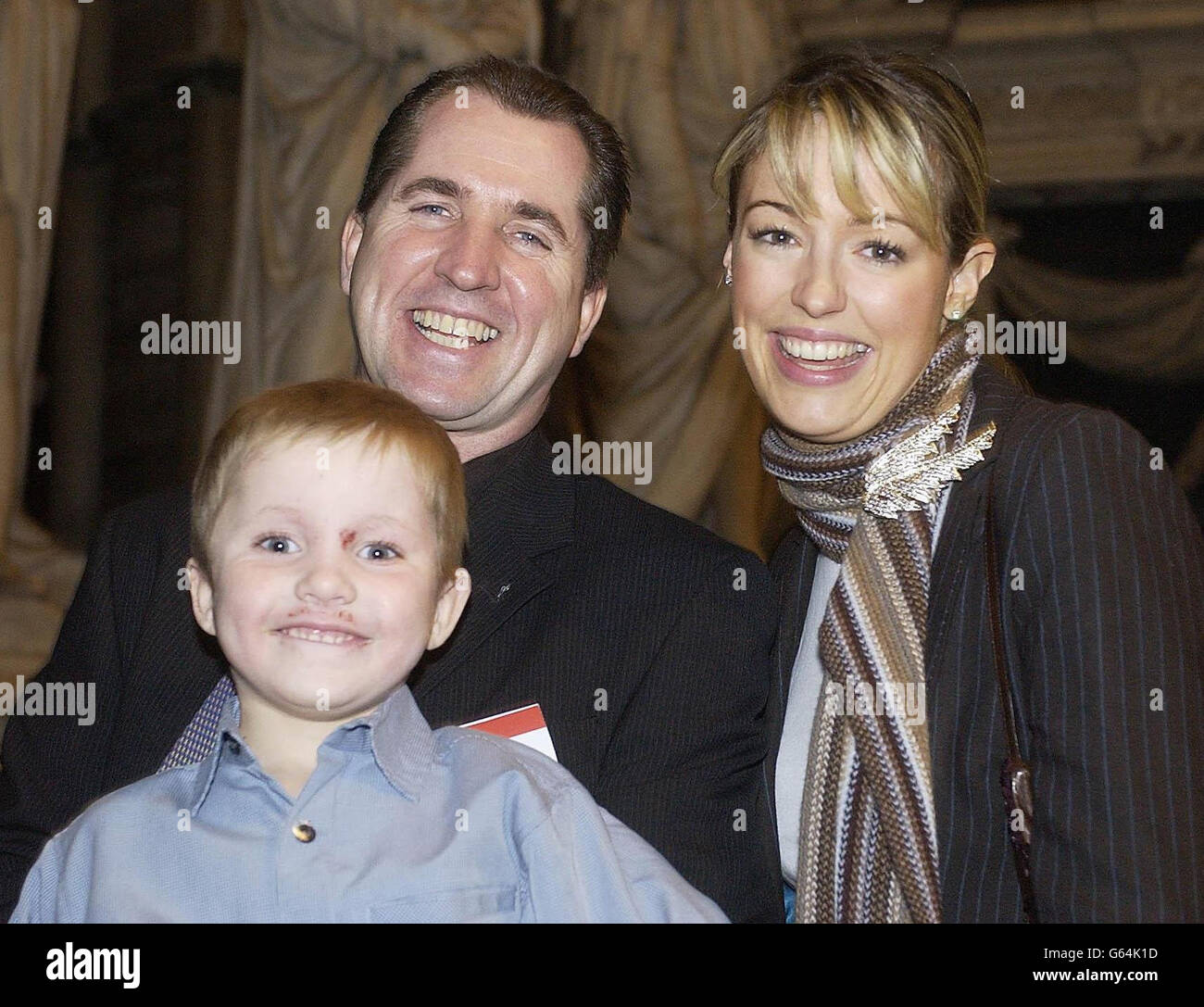 Ben Clinton, 6, from Newcastle-upon-Tyne, stands with his father, and ...