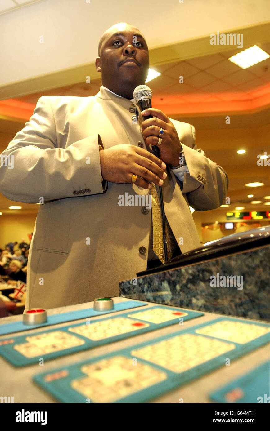 Bingo caller South london Stock Photo Alamy
