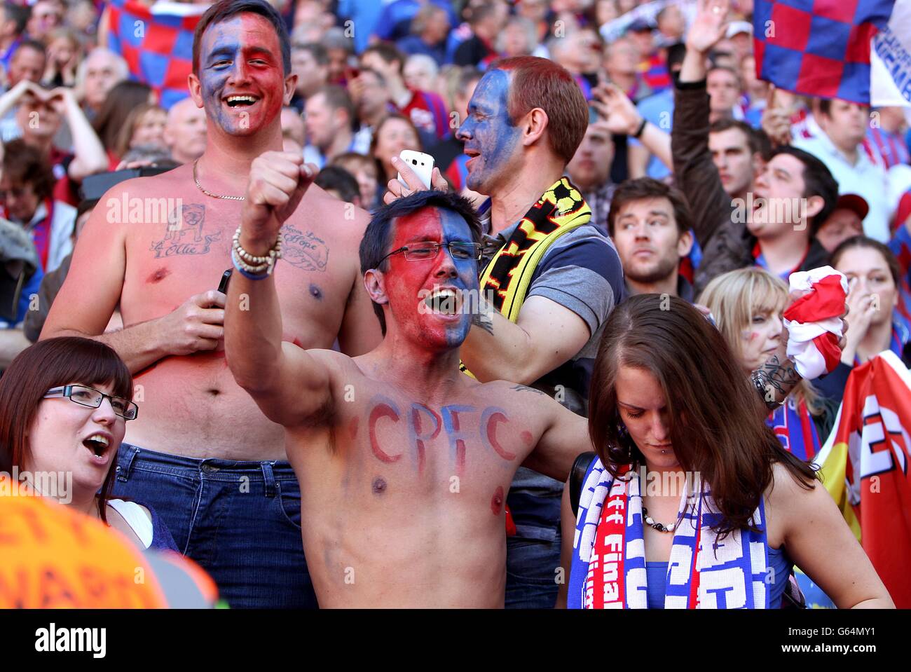 Crystal Palace fans celebrate in the stands after the game Stock Photo ...