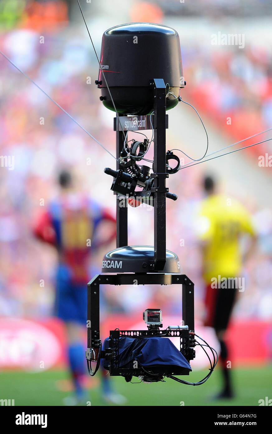 Soccer - npower Football League Championship - Play Off - Final - Crystal Palace v Watford - Wembley Stadium. General view of the Spider Cam Television camera Stock Photo