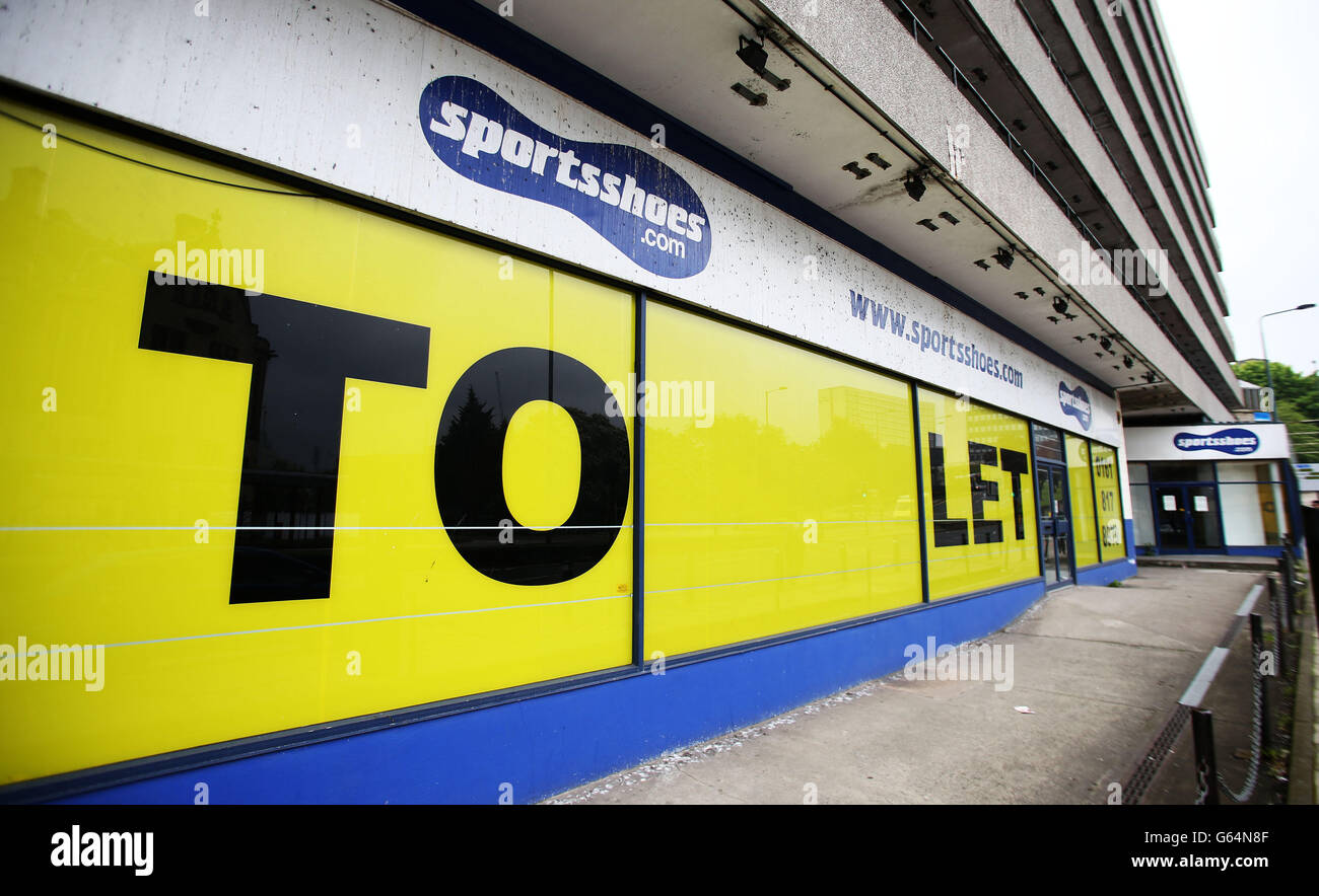 General views of a closed shops in Bradford city centre as the growth of online shopping could