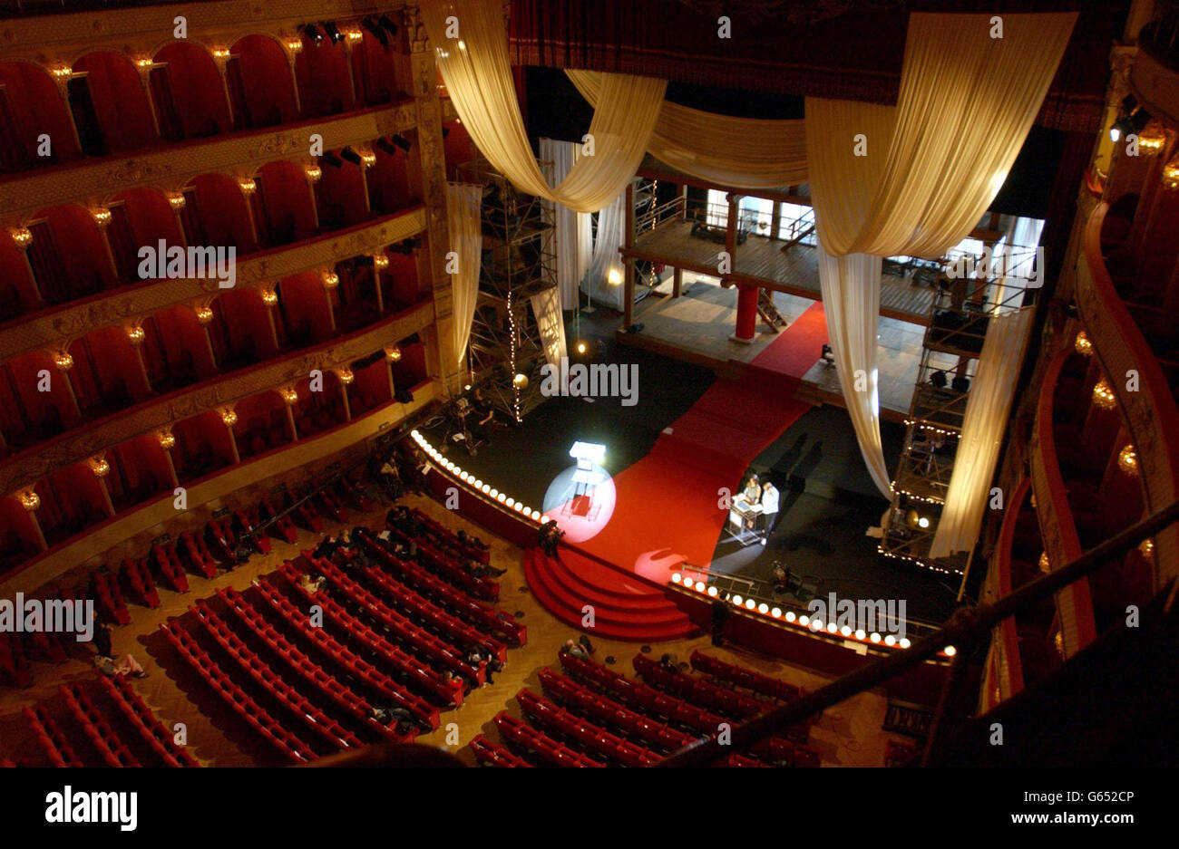 An interior view of the Teatro dell'Opera di Roma during rehearsals for the  European Film Awards 2002 in Rome, Italy Stock Photo - Alamy