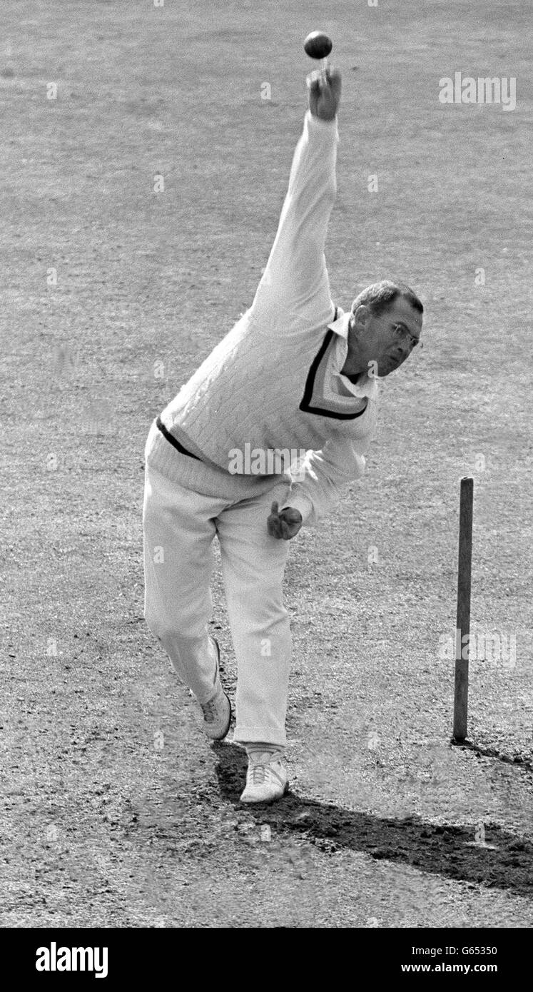 Born in Yorkshire and plays for Yorkshire County cricket Club, that's the lot of Geoff Boycott, shown in this recent action picture. Stock Photo