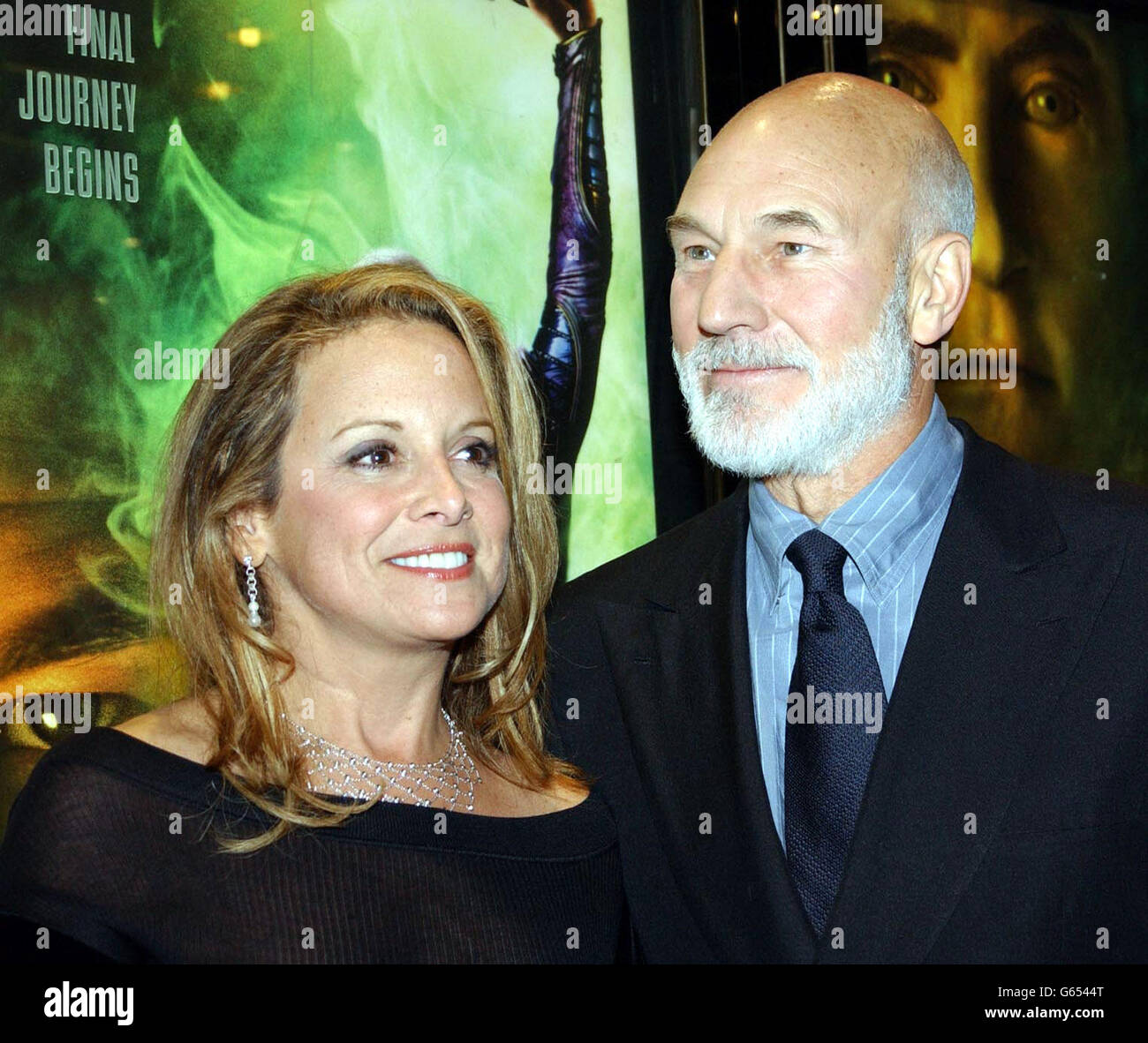 Patrick Stewart and his wife Wendy Neuss arrives for the European Charity Premiere of Star Trek Nemesis at the Empire Leicester Square. Stock Photo